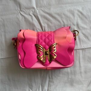 Betsey Johnson Pink and Gold Butterfly Crossbody Bag